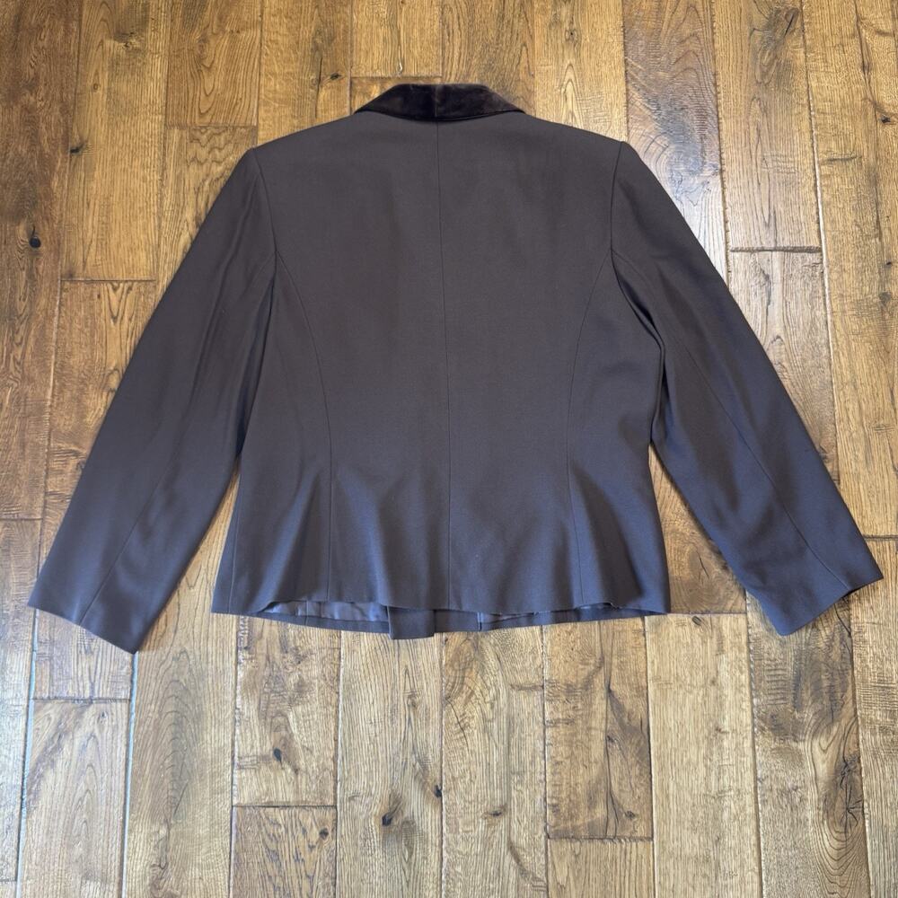 Kasper For A.S.L Chocolate Brown Skirt Suit 2 Pc Set Size 16 Velvet Collar - Picture 15 of 15